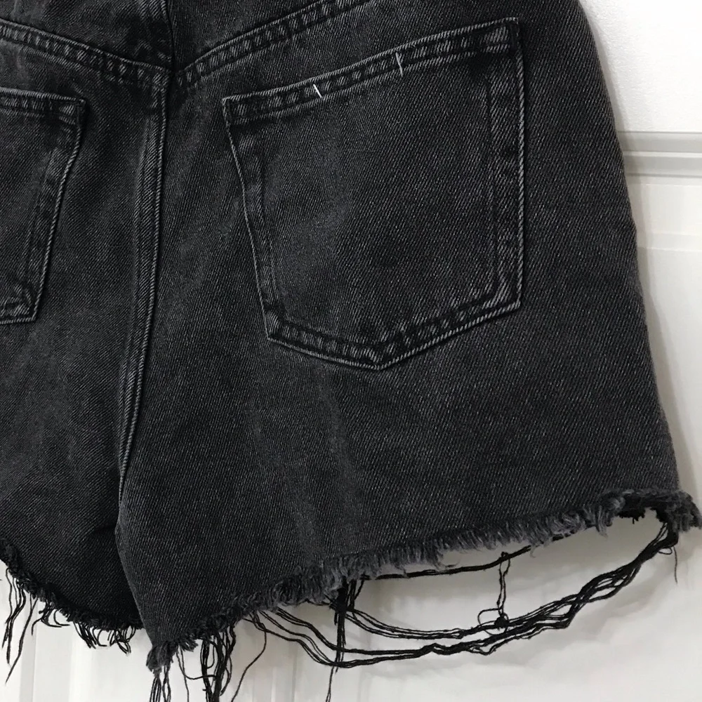 New Alexander Wang Bite High Rise Denim Shorts Rigid Black Jean Cut Off 28 - Picture 8 of 13